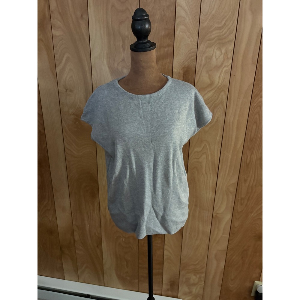 Philosophy Republic Clothing Gray Knit Short Sleeve Zipper Back‎ Top Large